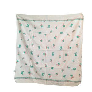 Vintage Hospitex Allegiance Rattles & Booties Swaddle Receiving Baby Blanket